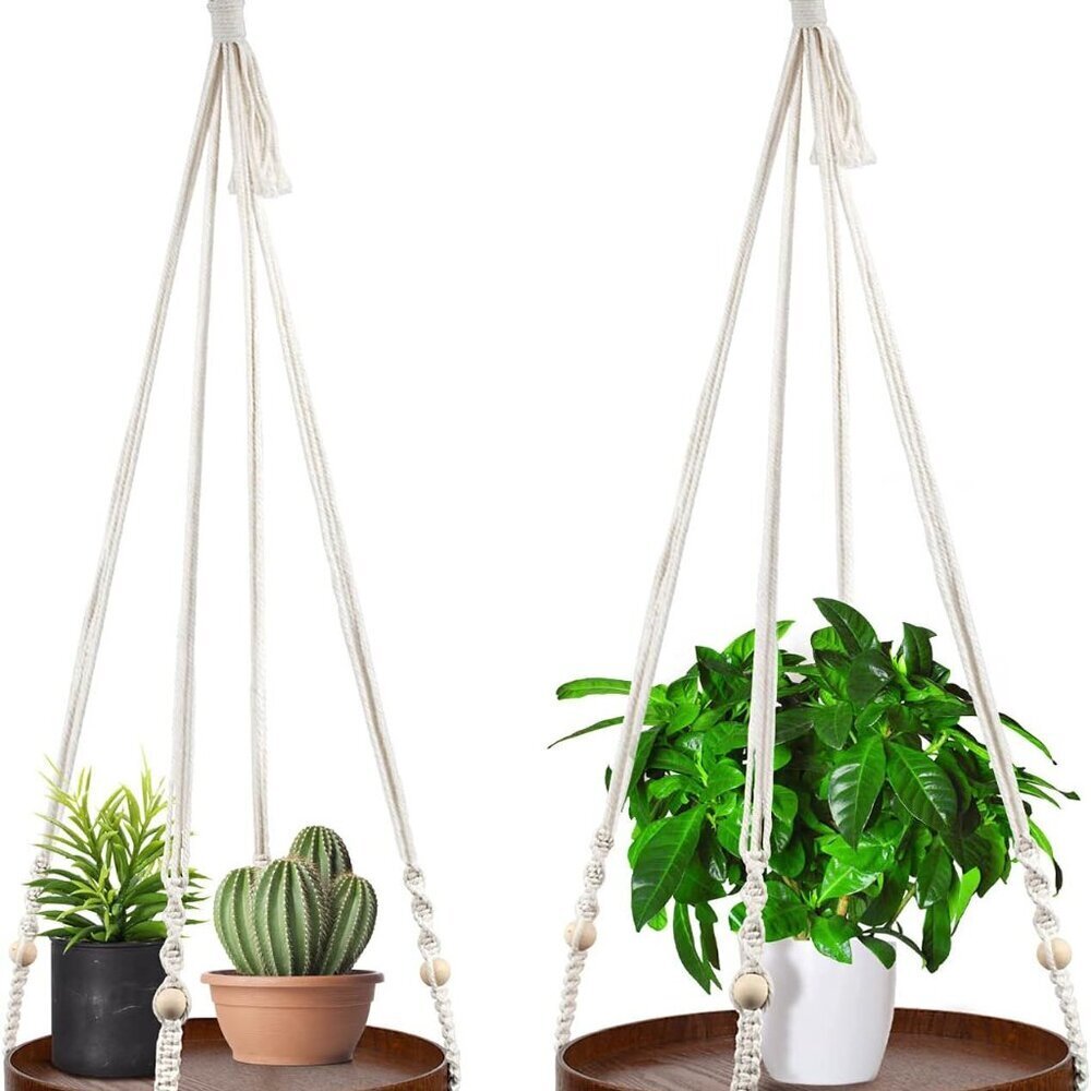 Macrame Plant Hanger - 2 Set Indoor Hanging Planter Shelf - Hanging Planter Rack